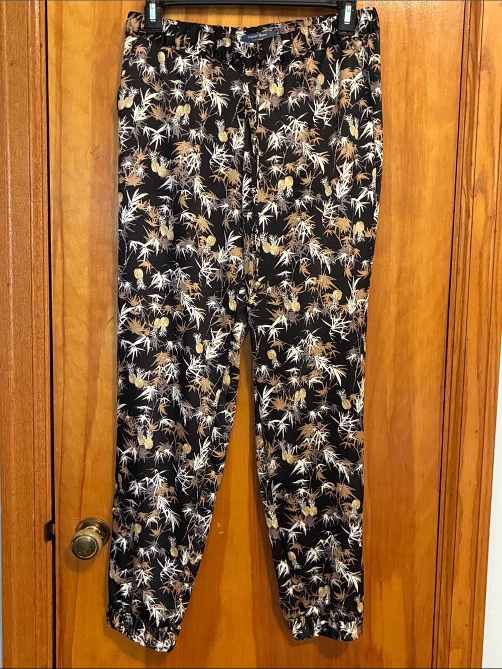 Black Pineapple Print Jogger Pants